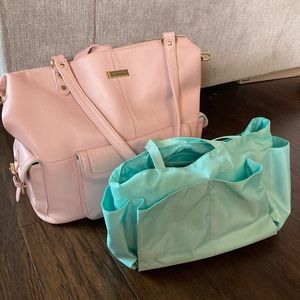 Lily Jade Diaper Bag in blush with diaper bag organizer